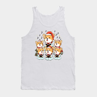 Corgi Carolers Christmas Singing Dog Choir Robes Tank Top